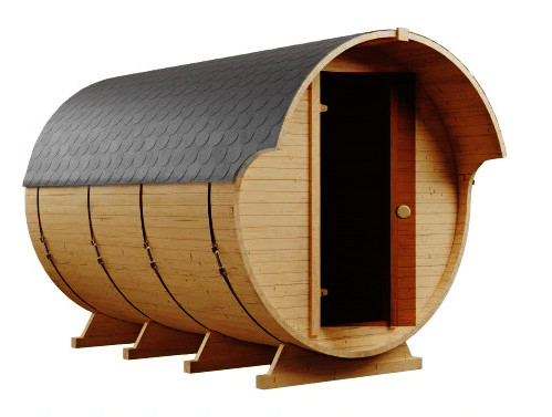 Oblo Barrel Sauna 3.0 m — Outdoor Wooden Sauna (4–6 persons)