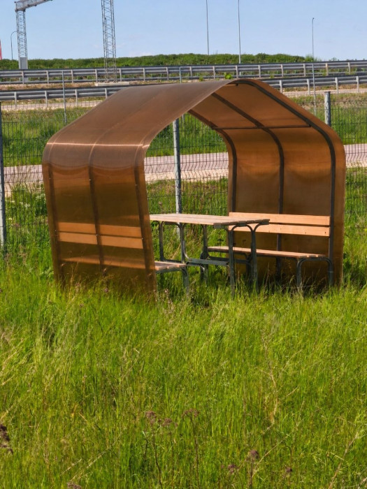 Compact Polycarbonate Garden Gazebo with Benches and Table